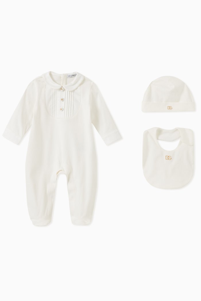 3-piece Gift Set with DG Embroidery in Cotton Jersey, White