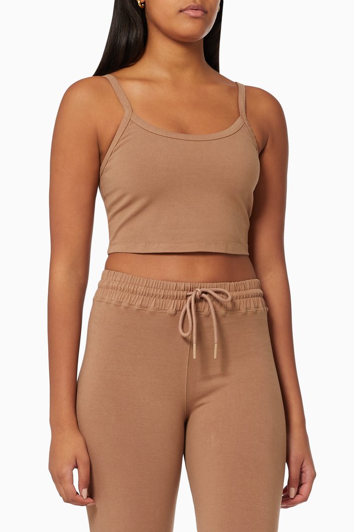 

Essential Tank Top in Stretch Cotton Jersey, Brown