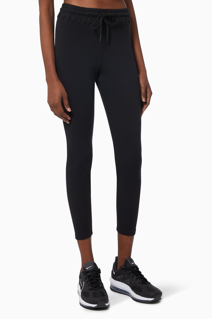 

Essential Tie-waist Leggings in Stretch Cotton Jersey, Black