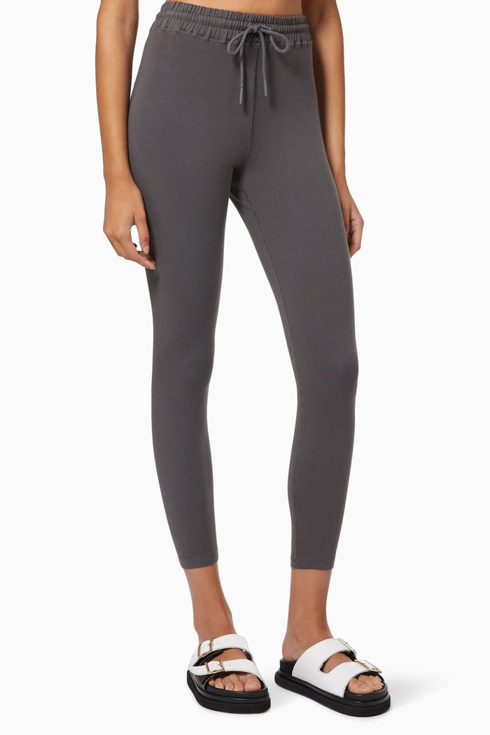 

Essential Tie-waist Leggings in Stretch Cotton Jersey, Grey