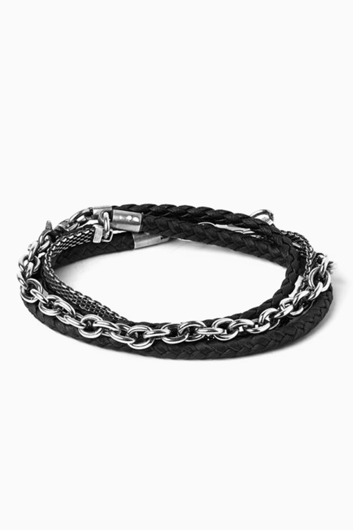 

The George Bracelet in Silver Plating & Leather, Black