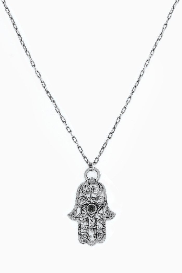 

Fatima Hand Necklace in Silver Plating