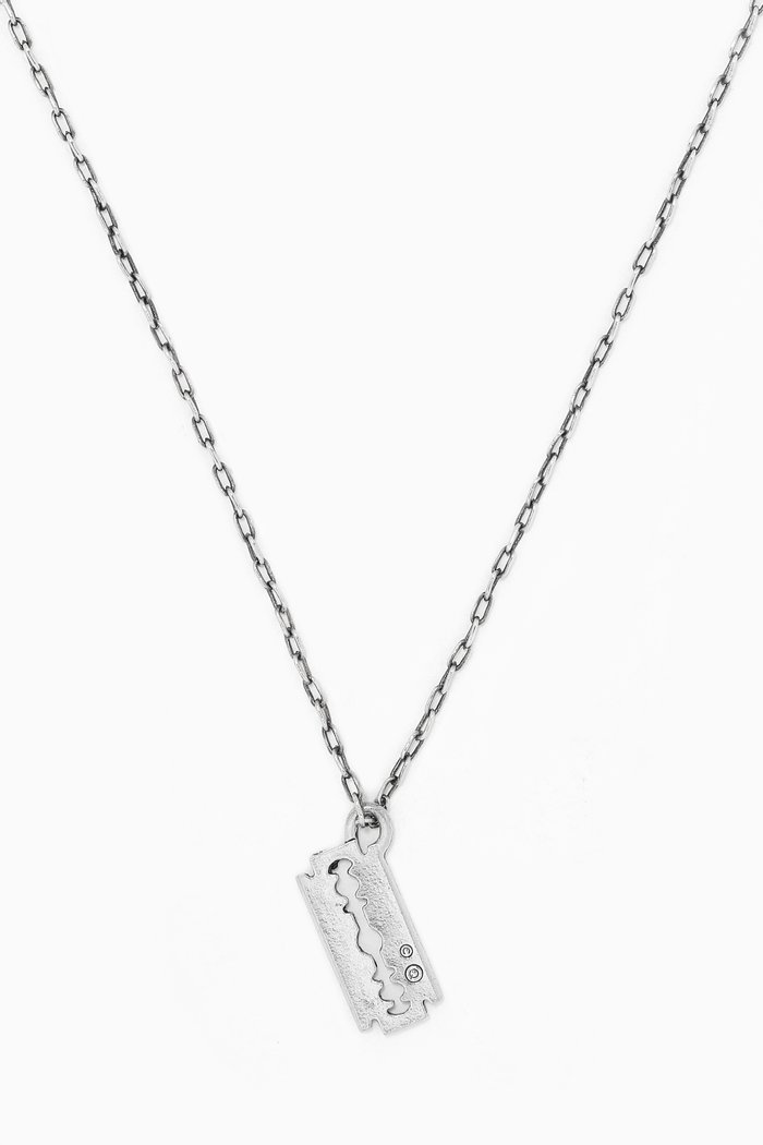 

Razor Necklace in Silver Plating