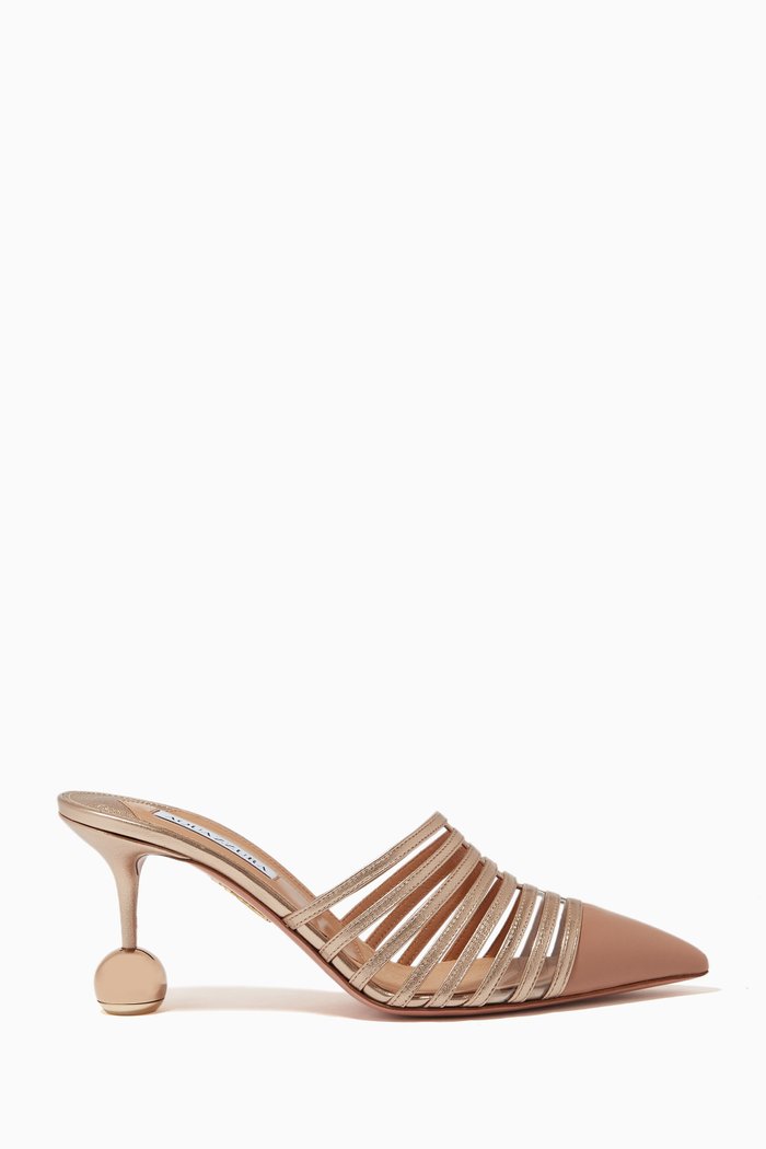 

Le Parisien Mules 75 in Metallic Leather, Brown