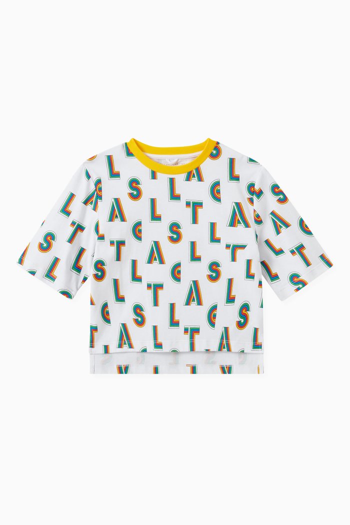 

Stripy Stella Oversize Sports T-shirt in Organic Cotton Jersey, White