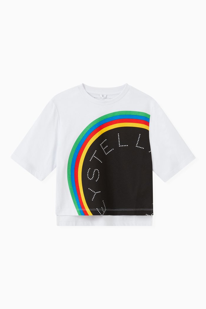 

Stripy Logo Oversize Sports T-shirt in Organic Cotton Jersey, White