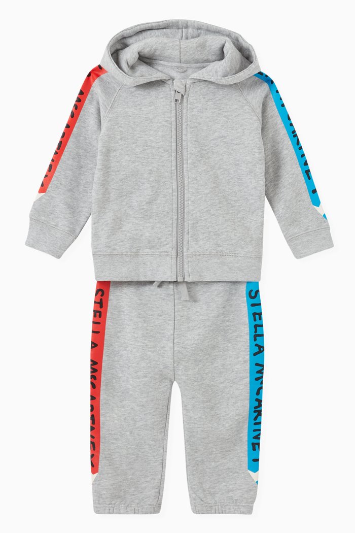 

Stella McCartney Logo Tape Tracksuit in Cotton Fleece, Grey