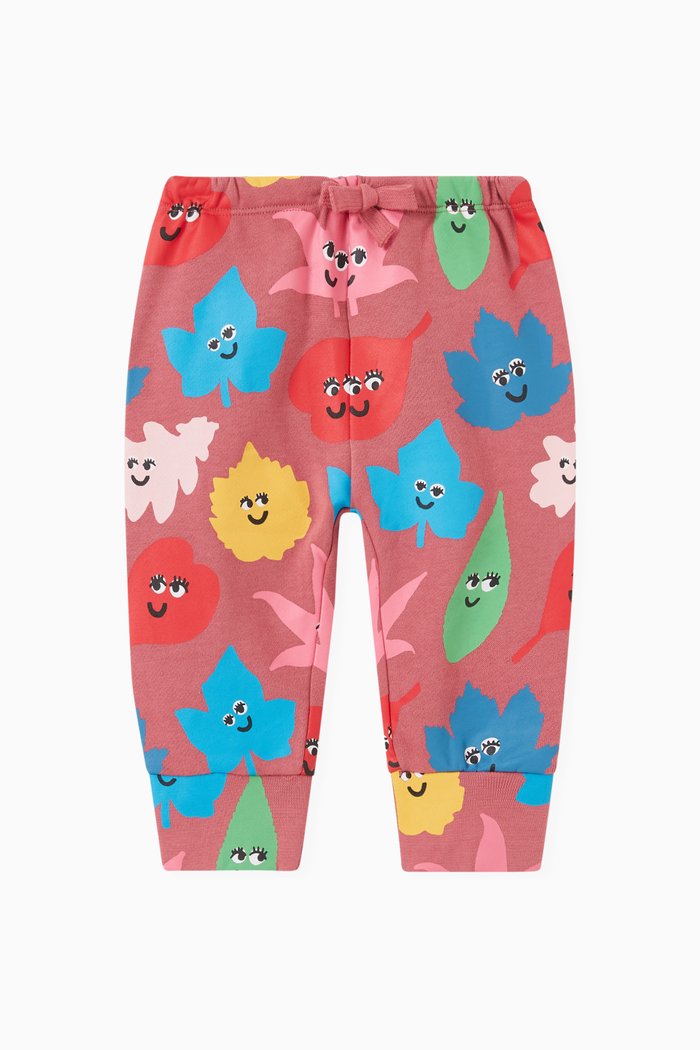 

Happy Leaves Joggers in Fleece, Red