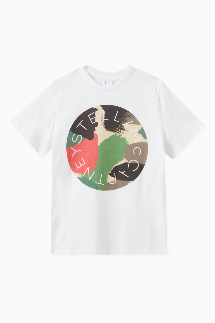 

Camouflage Logo Oversized T-shirt in Organic Cotton Jersey, White
