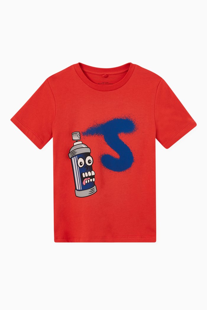 

S Spray T-shirt in Organic Cotton, Red