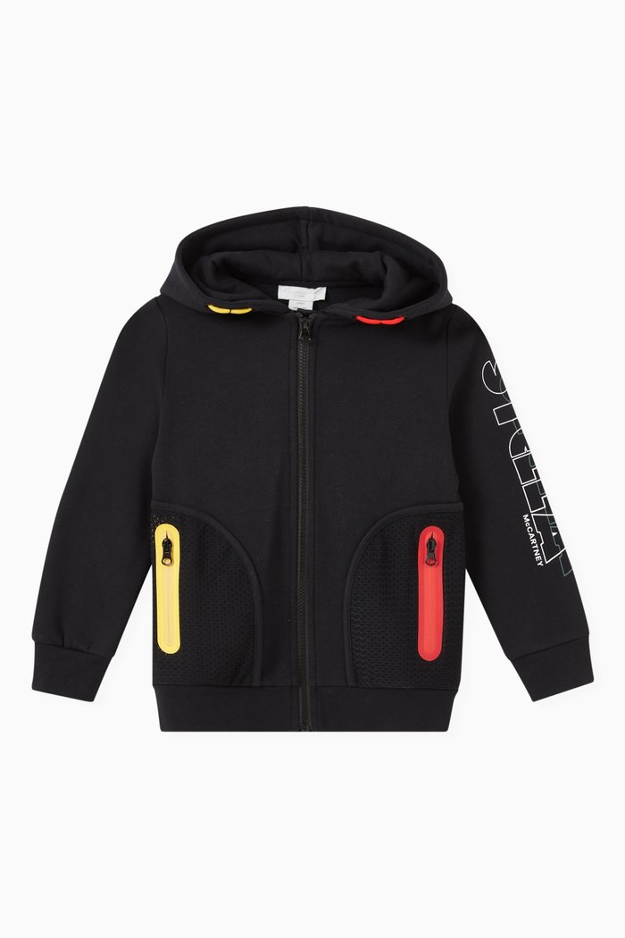 

Stella Zip-up Hoodie in Cotton-blend Fleece, Black