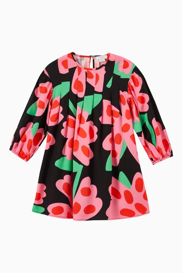 Spotty Flowers Dress in Tencel Twill, Black