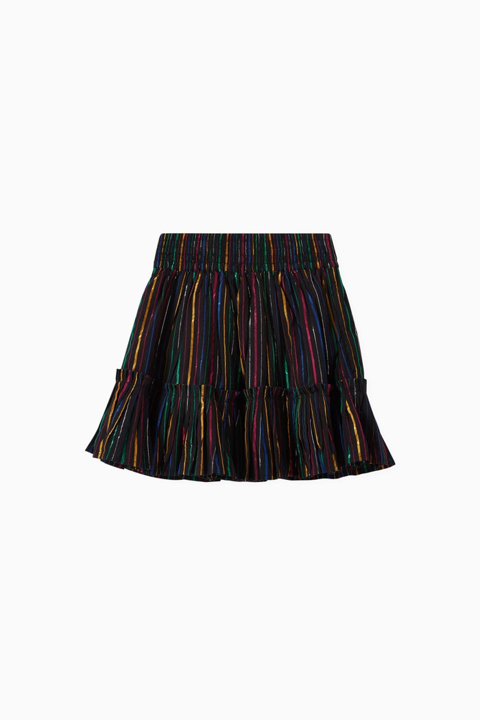 

Rainbow Lurex Striped Skirt in Organic Cotton, Black