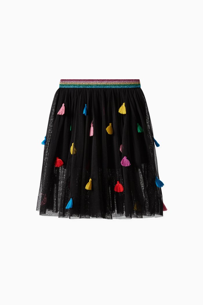 

Tassels Skirt in Recycled Tulle, Black