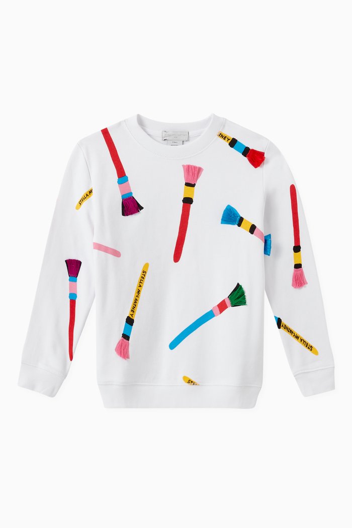 

Paintbrushes Sweatshirt in Organic Cotton Fleece, White