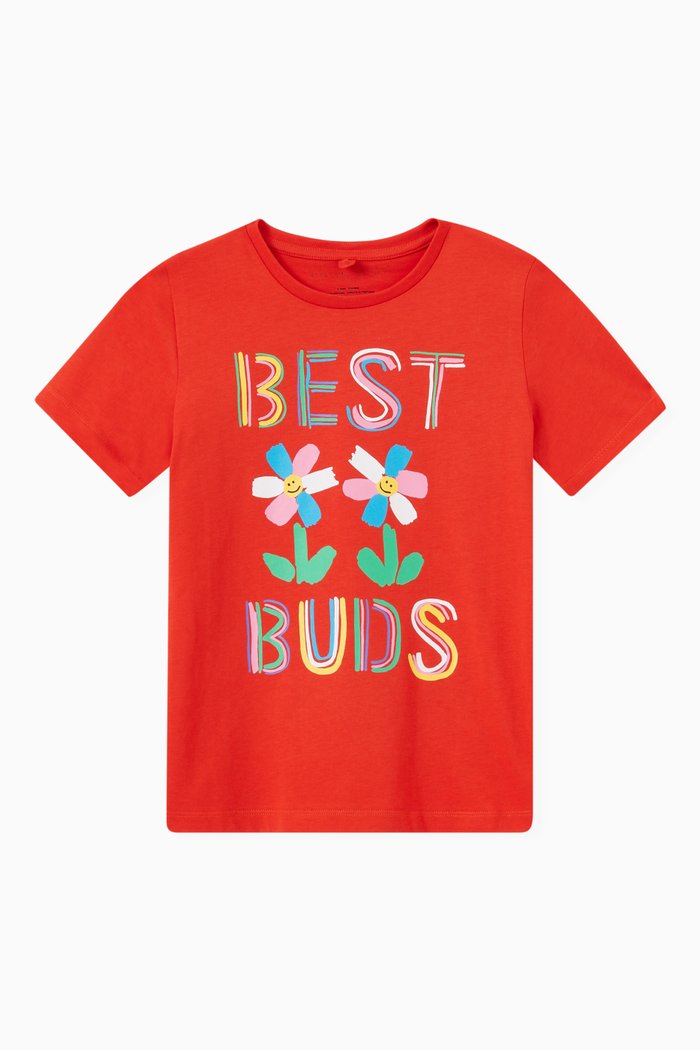 

Best Buds Flowers T-shirt in Organic Cotton, Red