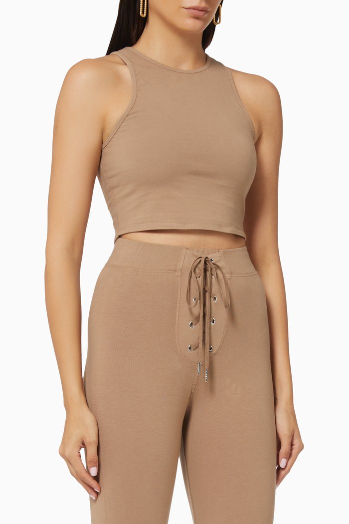 

Essential Cut-in Crop Top, Brown