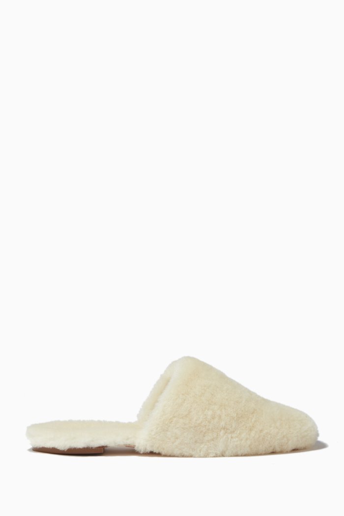 

Kelly Flat Mules in Shearling Lamb Fur, Neutral