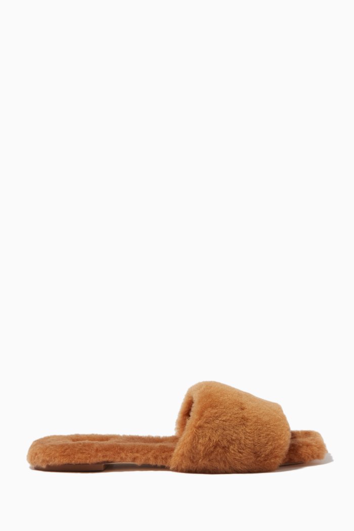 

Anna Flat Mules in Shearling Lamb Fur, Brown