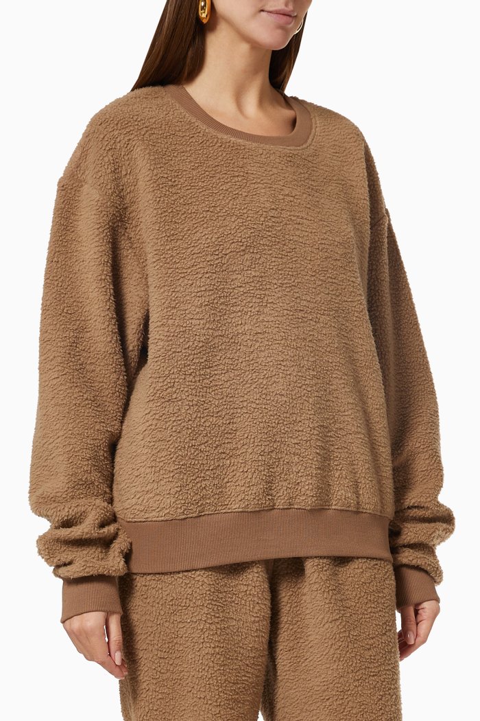 

Boyfriend Sweatshirt in Sherpa Fleece, Brown