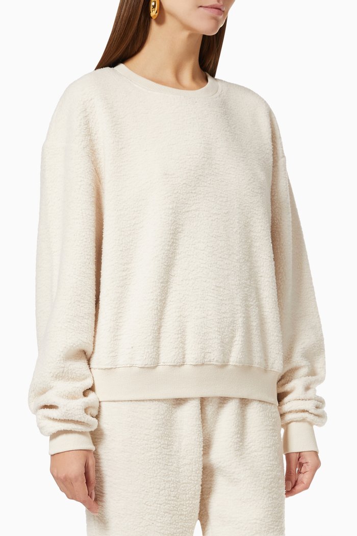 Boyfriend Sweatshirt in Sherpa Fleece, Neutral