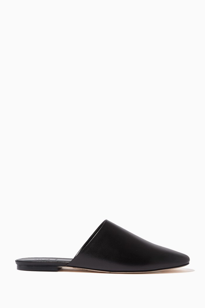 

Kelly Flat Mules in Nappa, Black