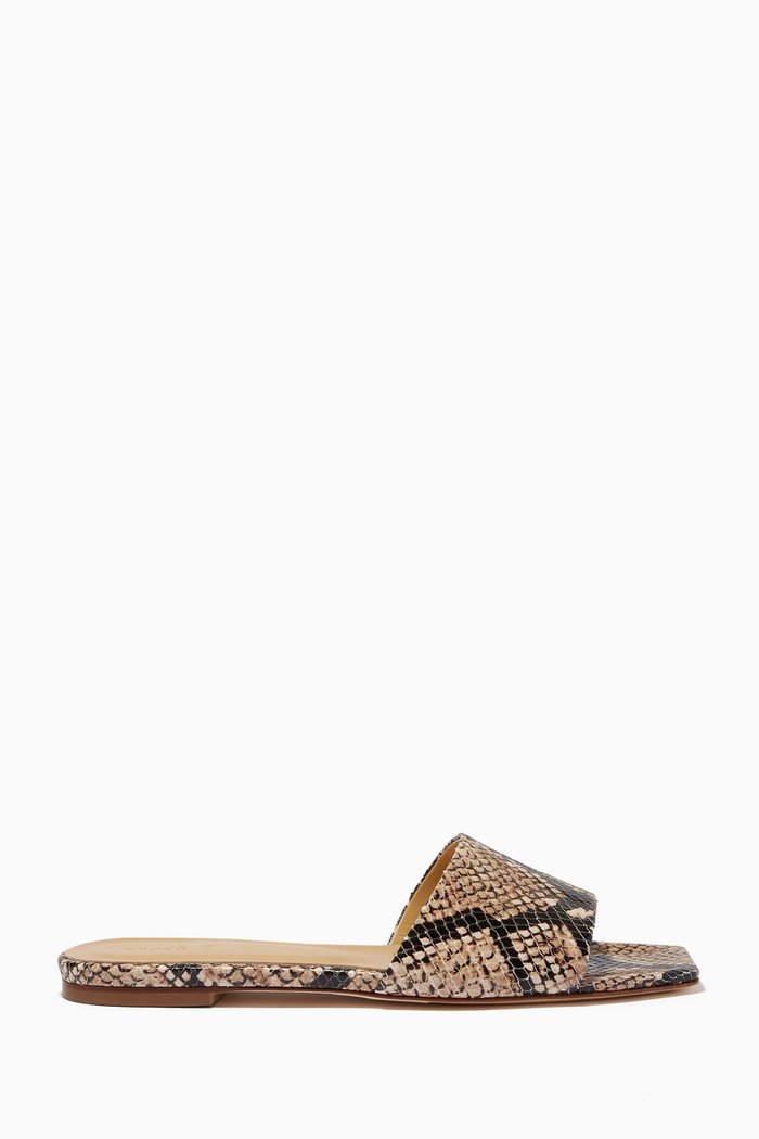 

Anna Flat Sandals in Python Print Calf Leather, Neutral