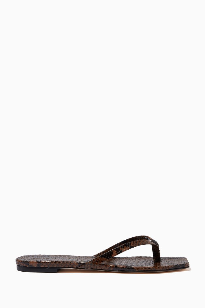 

Renee Flat Sandals in Python Print Goat Leather, Brown