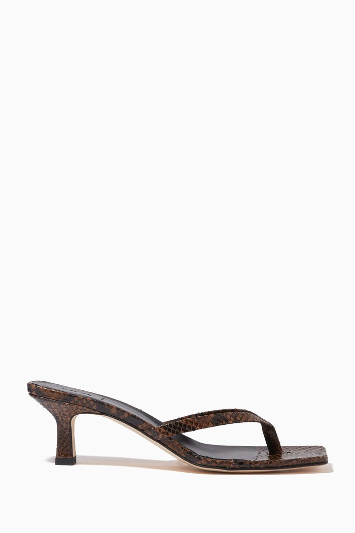 

Wilma 55 Sandals in Python Print Goat Leather, Brown