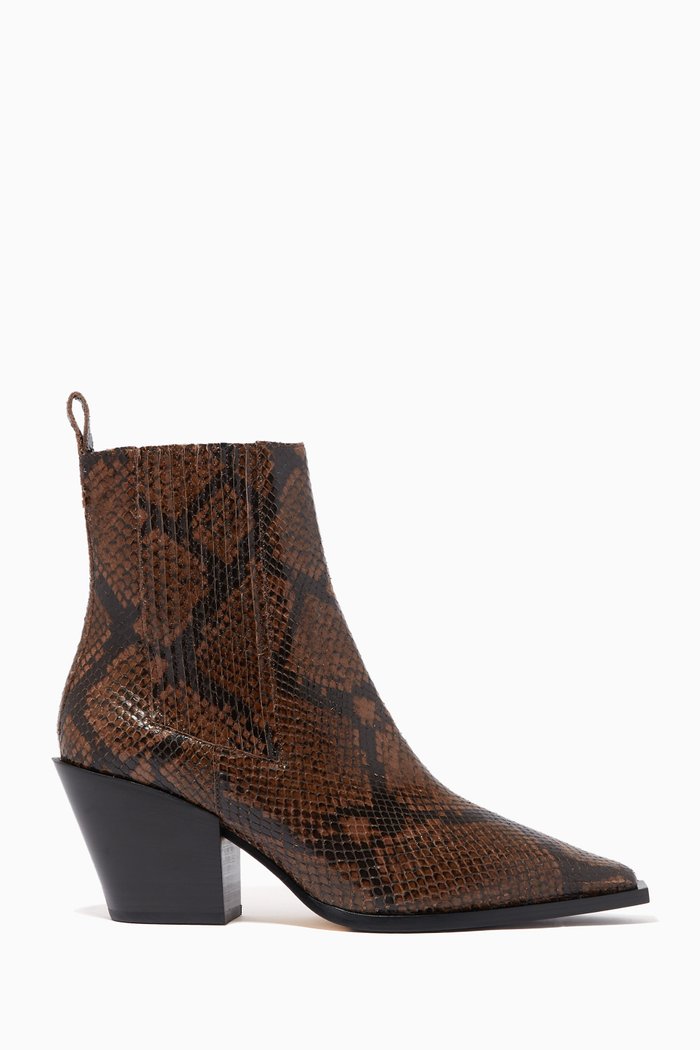

Kate 75 Boots in Snake-print Calf Leather, Brown