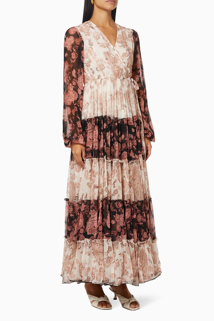

Luana Long Dress in Crinkle Chiffon, Black