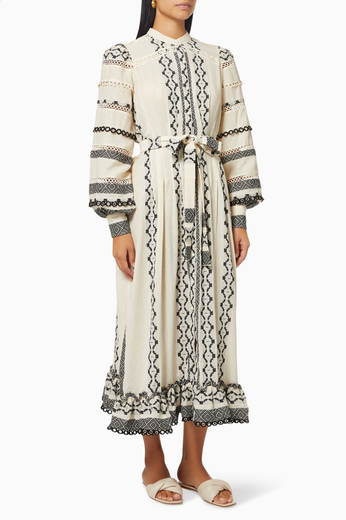 

Moira Midi Shirt Dress in Cotton Gauze, Black