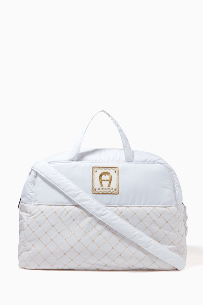 

Embroidered Logo Diaper Bag in Nylon, Neutral