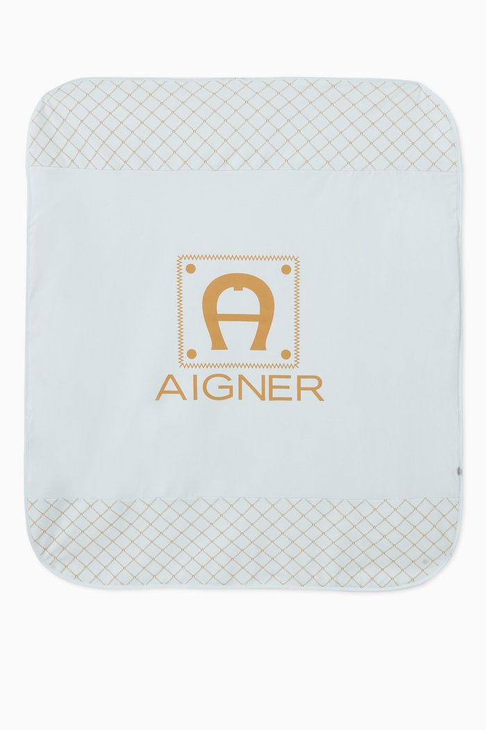 Logo Blanket in Pima Cotton, Blue