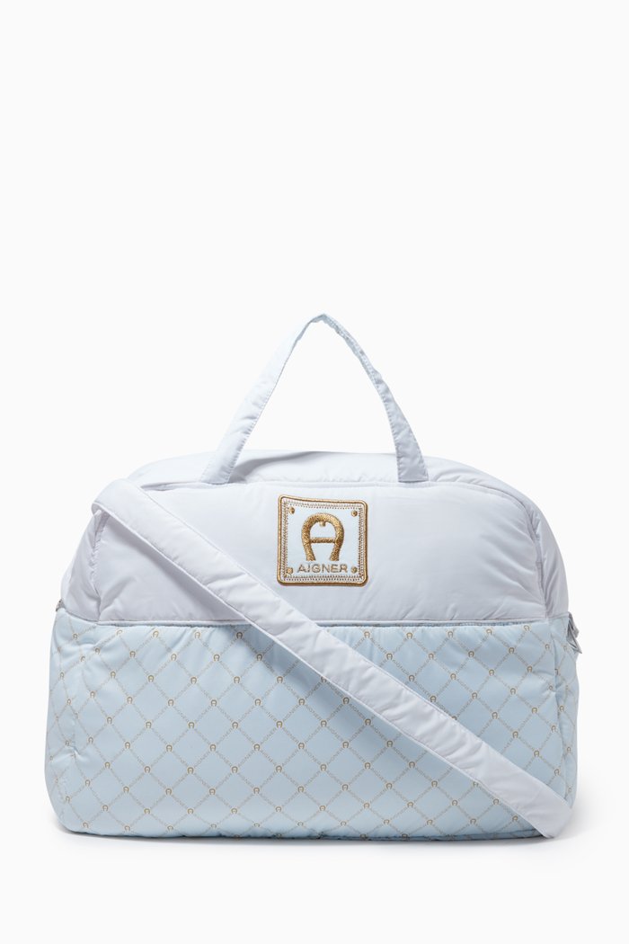 

Embroidered Logo Diaper Bag in Nylon, Blue