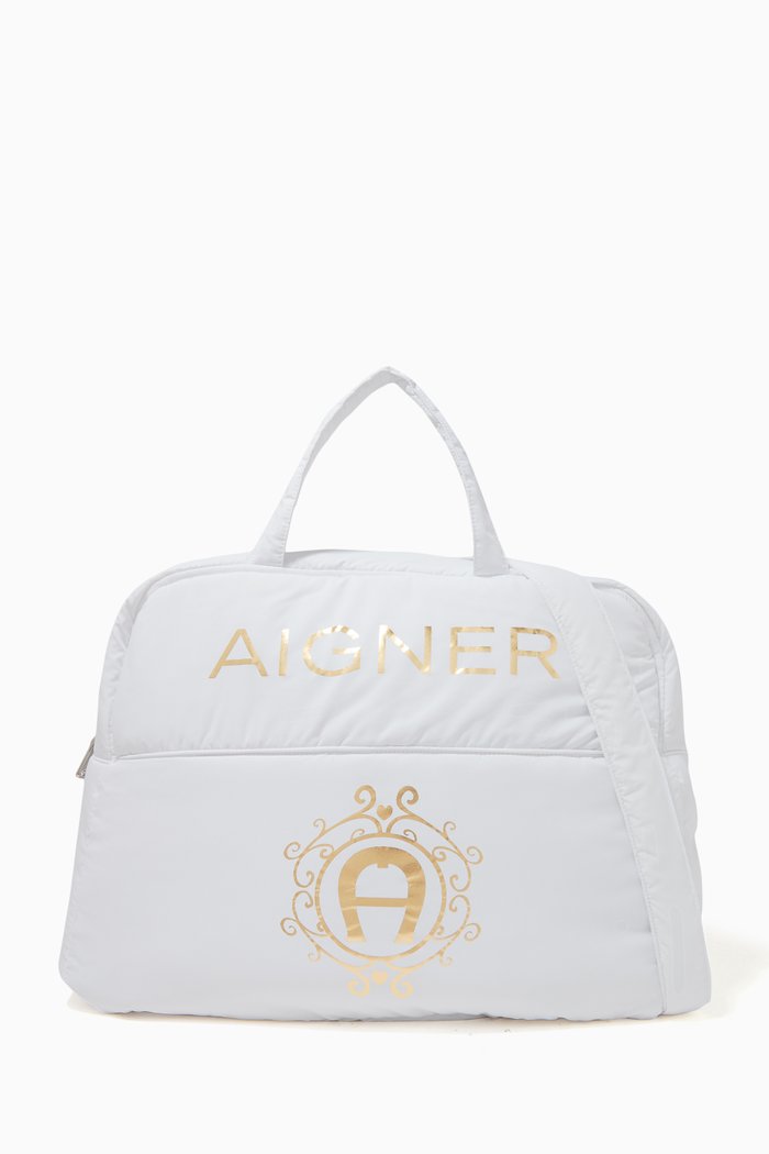 

Logo Diaper Bag in Polyester, White