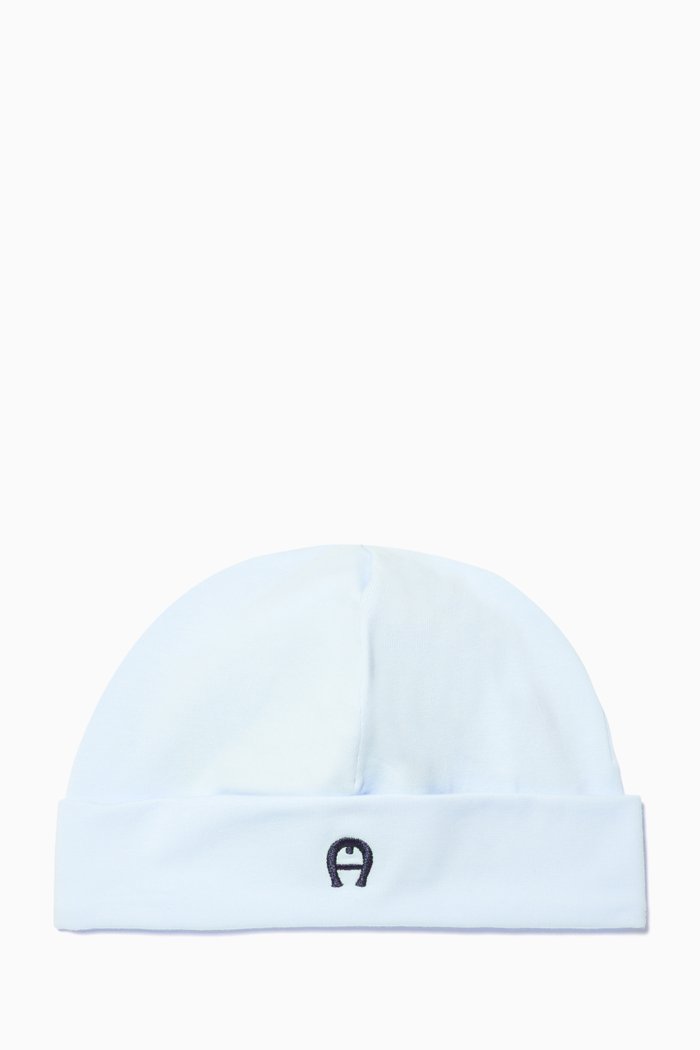 Embroidered Logo Hat in Pima Cotton Jersey, Blue