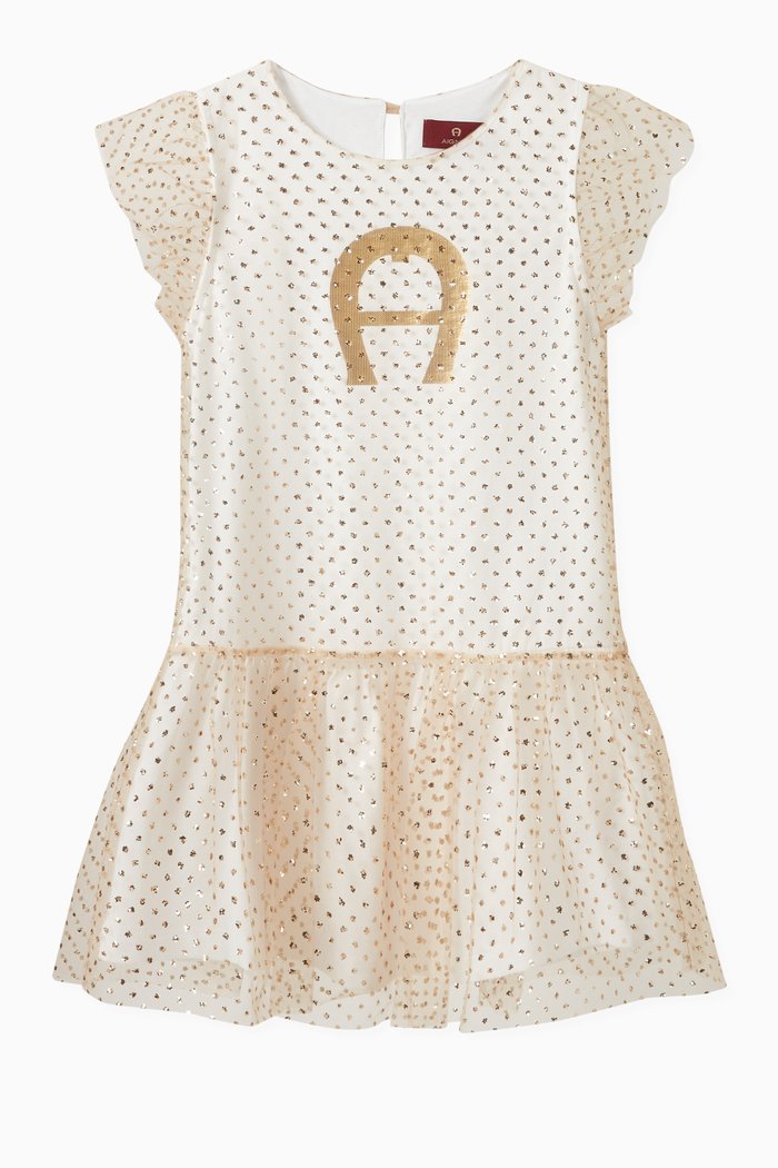 

Logo Skirt Dress in Tulle, Neutral