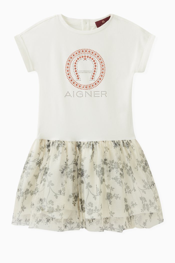 

Studded Logo Dress in Jersey, Neutral
