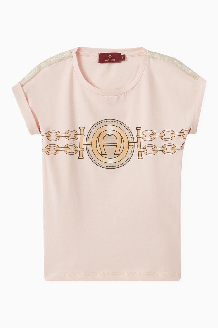 Logo Print T-shirt in Cotton, Pink