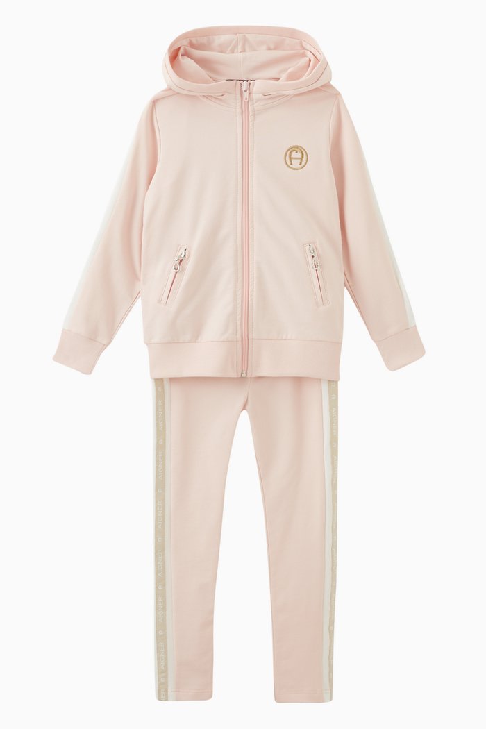 Logo Track Jacket & Pants Set in Jersey, Pink