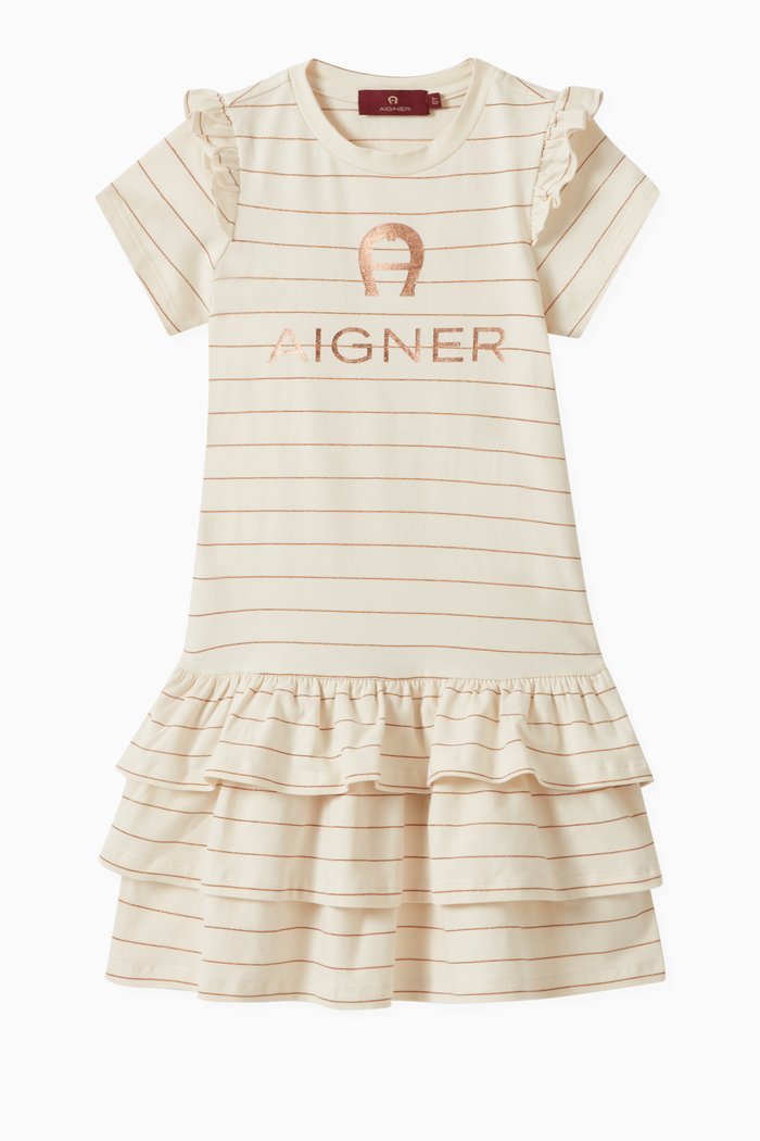 

Ruffle Logo Dress in Cotton Jersey, Neutral