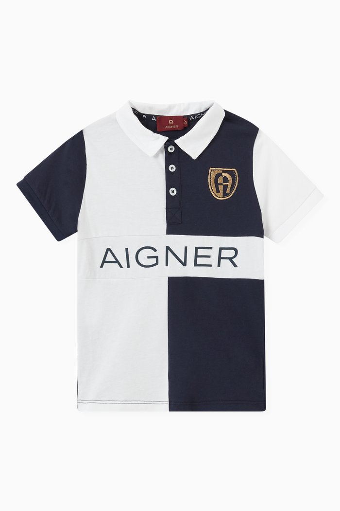 

Colour Blocking Logo Polo Shirt in Jersey, White