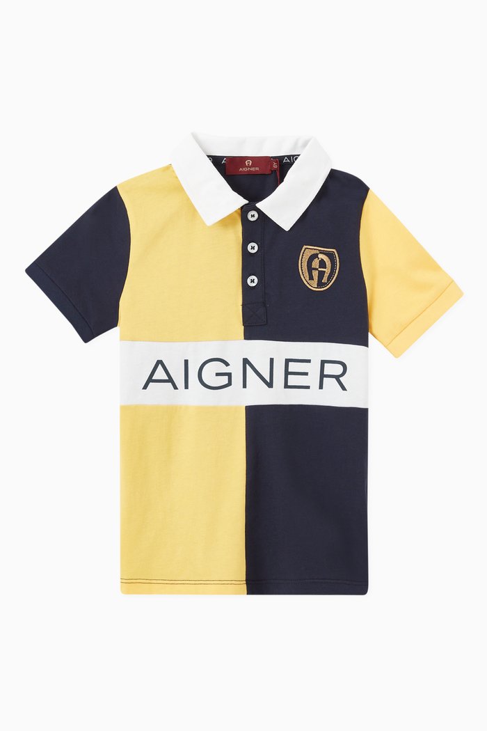 

Colour Blocking Logo Polo Shirt in Jersey, Yellow