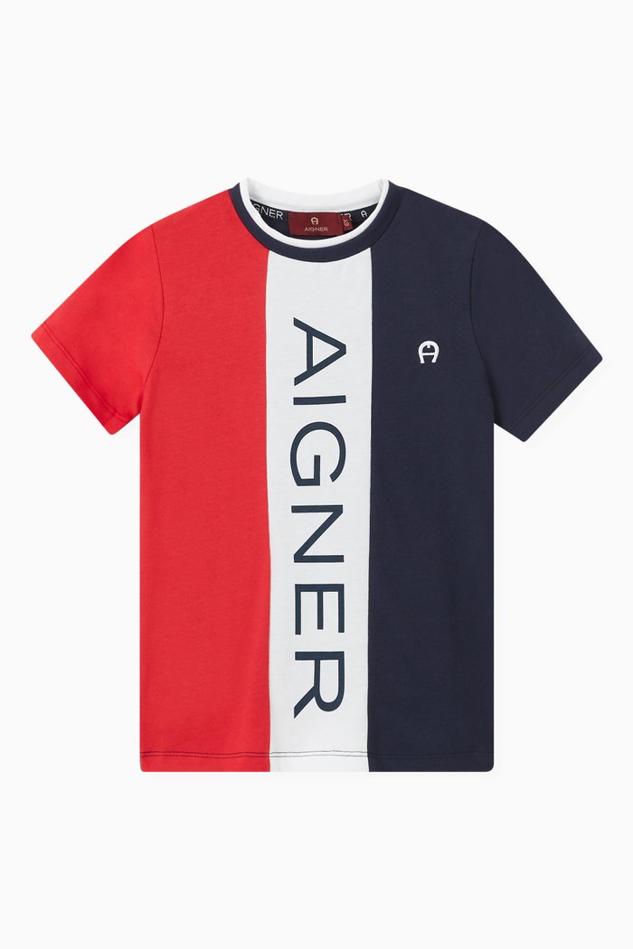 

Colour Blocking Logo T-shirt in Jersey, Red