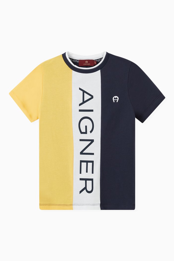

Colour Blocking Logo T-shirt in Jersey, Yellow