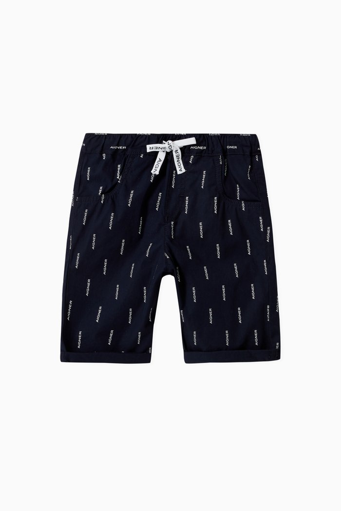 

Logo Bermudas in Cotton Poplin, Blue