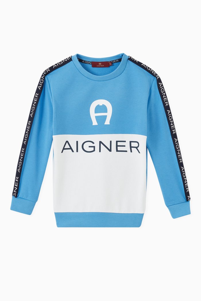 

Colour Blocking Logo Sweatshirt in Cotton, Blue
