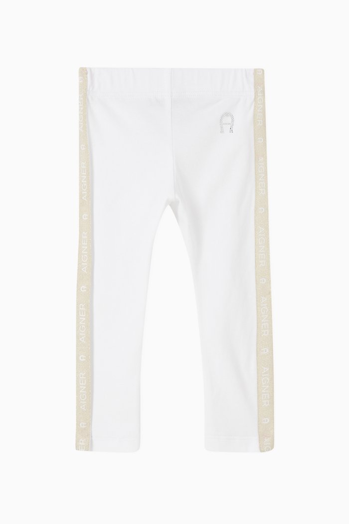 

Logo Tape Leggings in Stretch Jersey, White