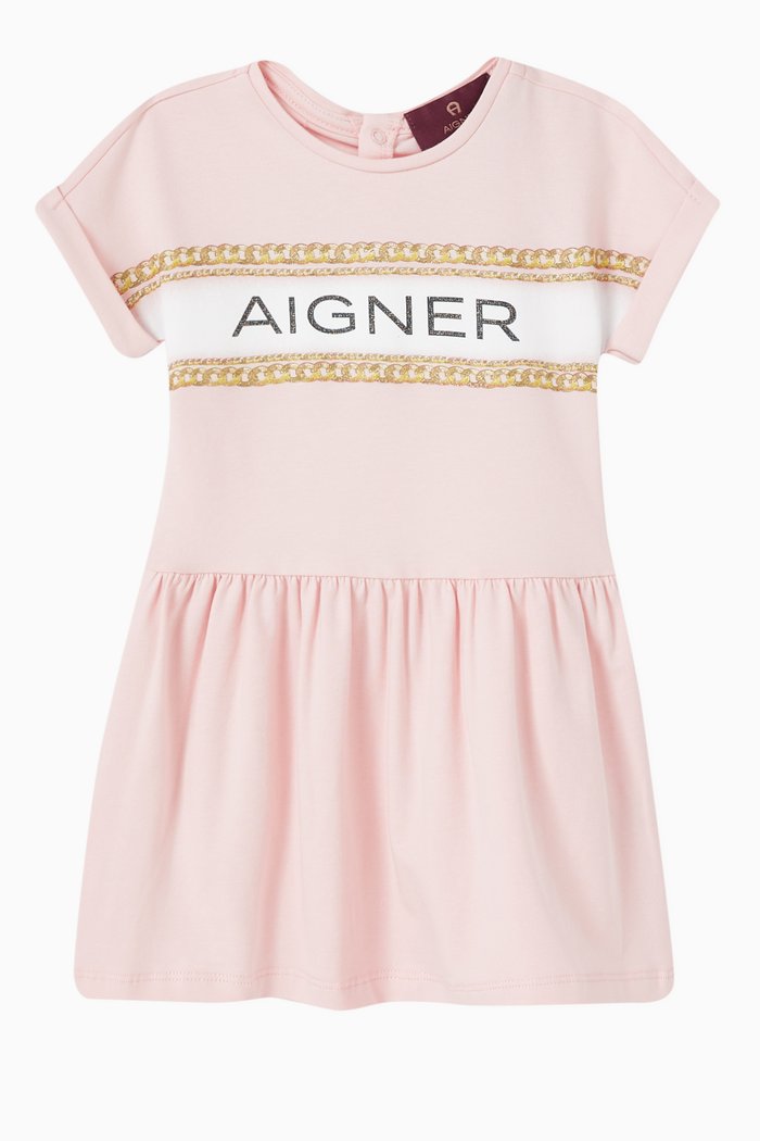 

Logo Chain Dress in Jersey, Pink
